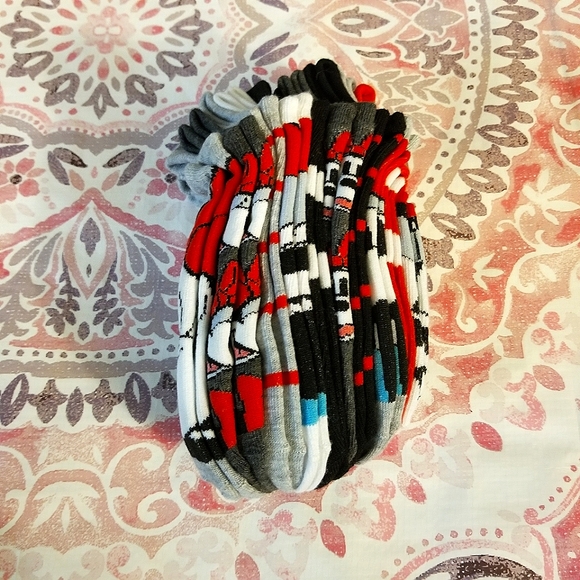 10 Pairs Disney Minnie Mouse Ankle No Show Socks Women's Shoe Size 4-10 Grey Red - Picture 4 of 7